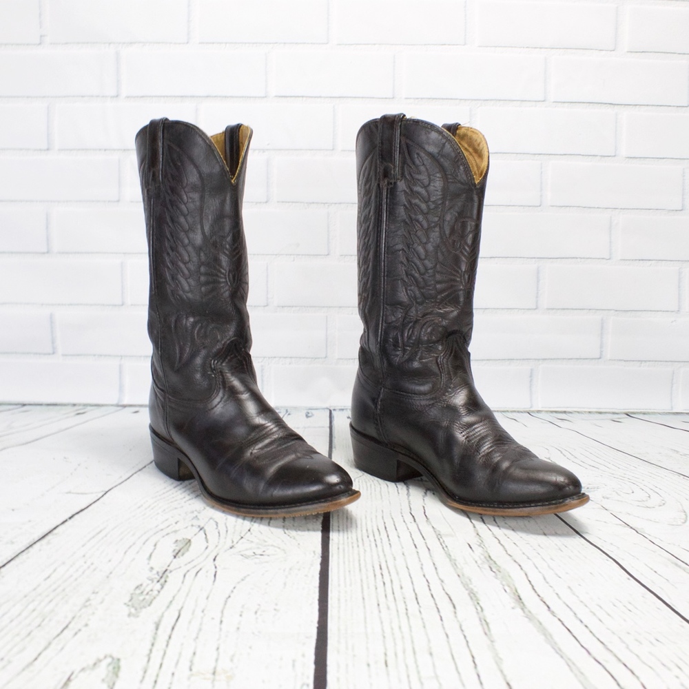 Durango Black Leather Western Moto Boots Size 8.5 - Picture 4 of 8